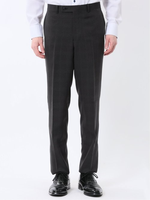 Woolen Tec On スリムフィット 2ボタン2ピーススーツ チェック黒