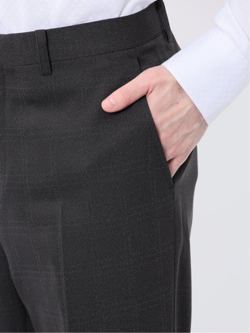 Woolen Tec On スリムフィット 2ボタン2ピーススーツ チェック黒