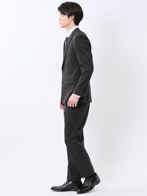 Woolen Tec On スリムフィット 2ボタン2ピーススーツ チェック黒