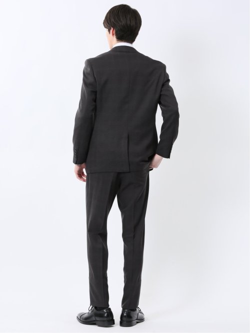 Woolen Tec On スリムフィット 2ボタン2ピーススーツ チェック黒