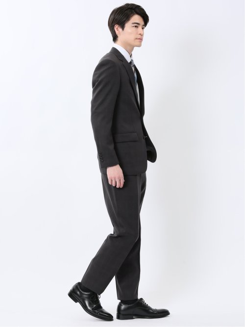 Woolen Tec On スリムフィット 2ボタン2ピーススーツ チェック黒