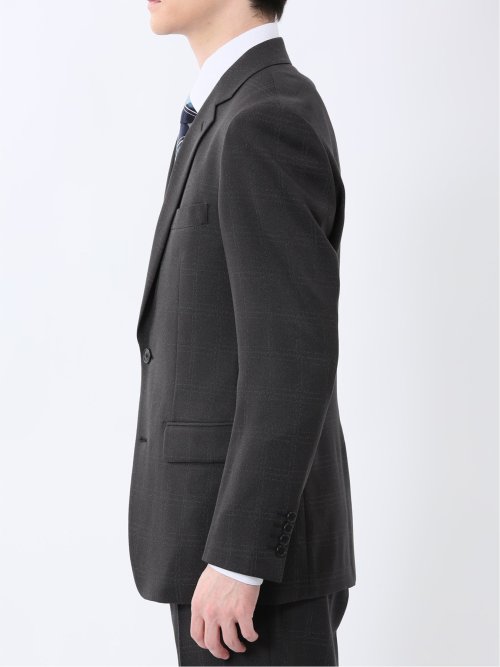 Woolen Tec On スリムフィット 2ボタン2ピーススーツ チェック黒