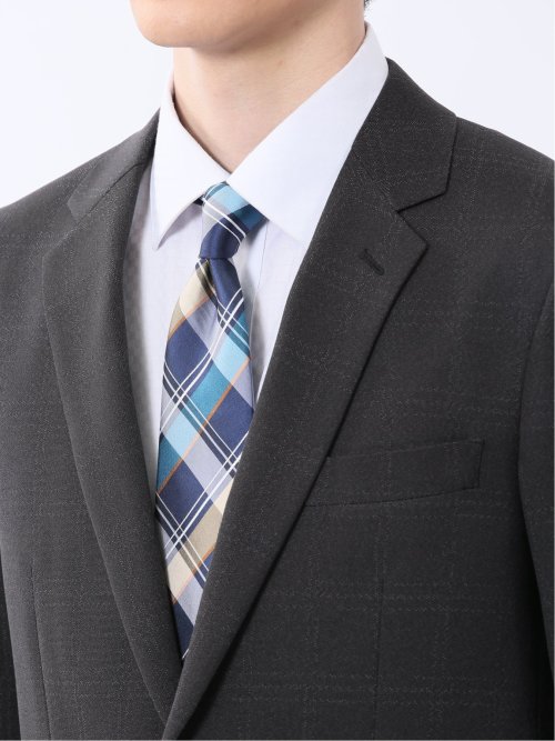 Woolen Tec On スリムフィット 2ボタン2ピーススーツ チェック黒