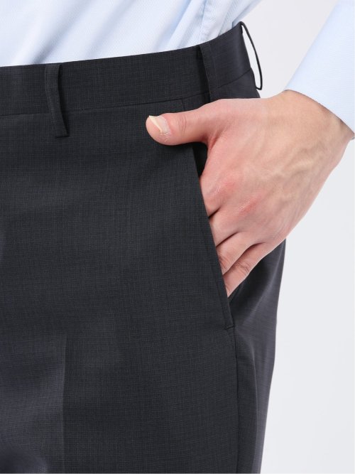 ストレッチウォッシャブル スリムフィット 2ボタン2ピーススーツ 組織黒