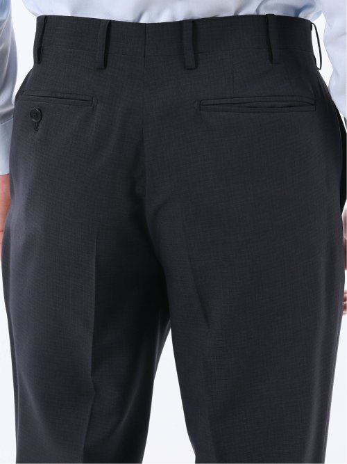 ストレッチウォッシャブル スリムフィット 2ボタン2ピーススーツ 組織黒