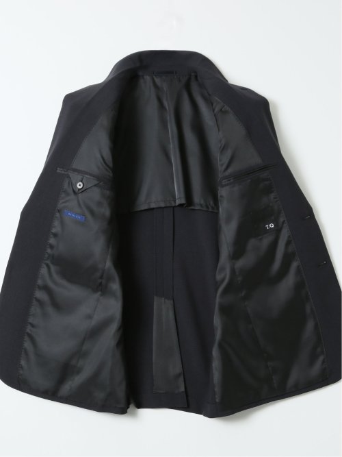 ストレッチウォッシャブル スリムフィット 2ボタン2ピーススーツ 組織黒