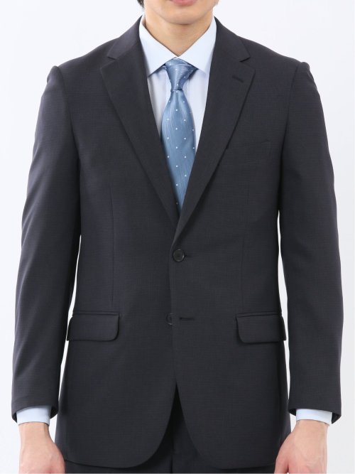 ストレッチウォッシャブル スリムフィット 2ボタン2ピーススーツ 組織黒