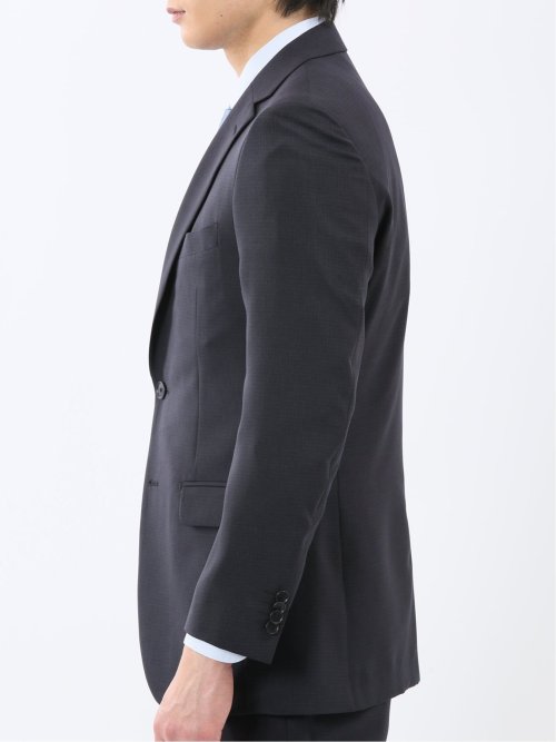 ストレッチウォッシャブル スリムフィット 2ボタン2ピーススーツ 組織黒