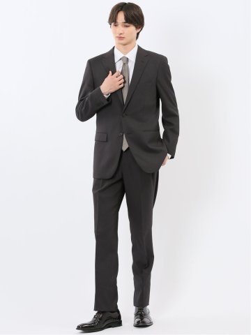 ストレッチウォッシャブル スリムフィット 2ボタン2ピーススーツ 千鳥黒