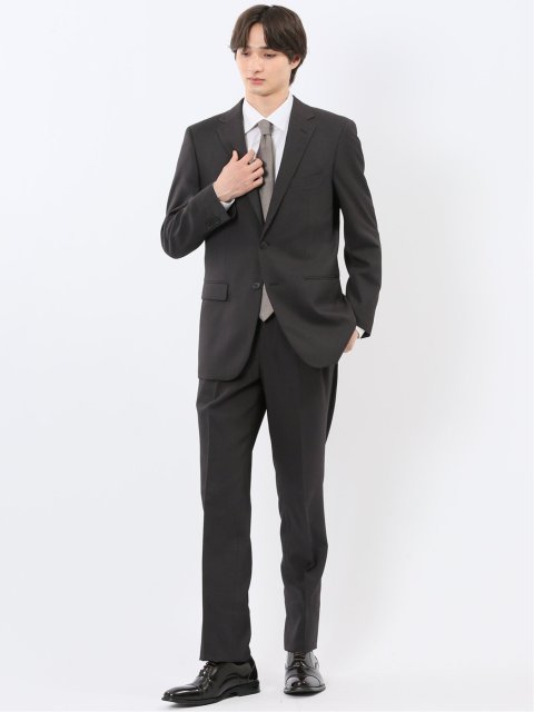 ストレッチウォッシャブル スリムフィット 2ボタン2ピーススーツ 千鳥黒