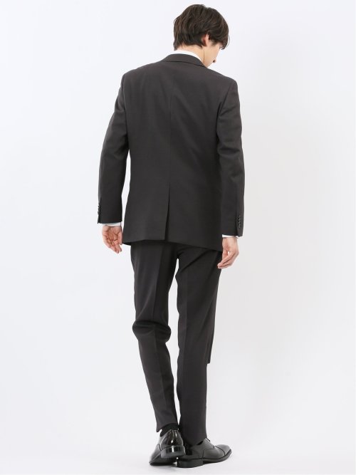 ストレッチウォッシャブル スリムフィット 2ボタン2ピーススーツ 千鳥黒