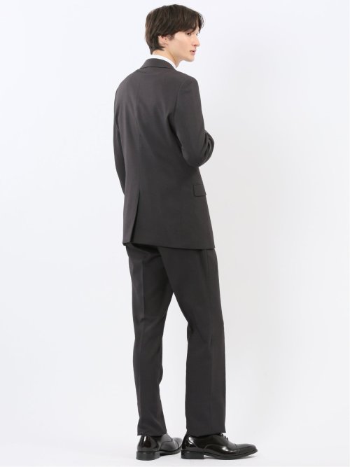 ストレッチウォッシャブル スリムフィット 2ボタン2ピーススーツ 千鳥黒