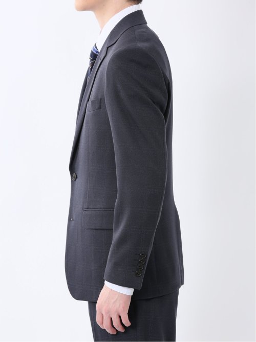 Woolen Tec On スリムフィット 2ボタン2ピーススーツ チェック紺