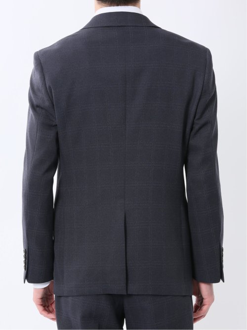 Woolen Tec On スリムフィット 2ボタン2ピーススーツ チェック紺