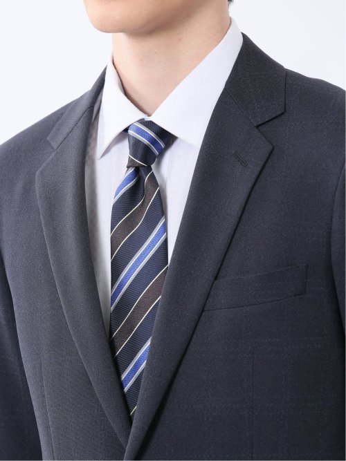 Woolen Tec On スリムフィット 2ボタン2ピーススーツ チェック紺