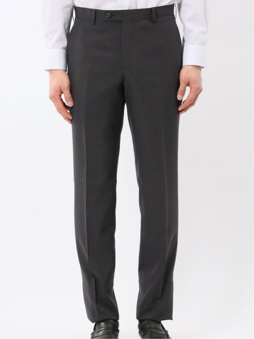 ストレッチ ウォッシャブル スリムフィット 2ボタン 2ピース スーツ チェックグレー