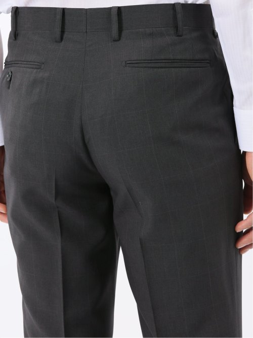 ストレッチ ウォッシャブル スリムフィット 2ボタン 2ピース スーツ チェックグレー