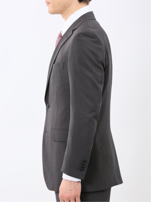 ストレッチ ウォッシャブル スリムフィット 2ボタン 2ピース スーツ チェックグレー