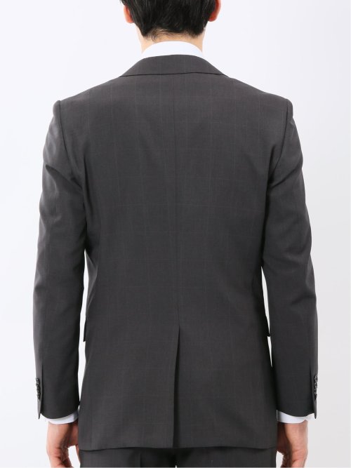 ストレッチ ウォッシャブル スリムフィット 2ボタン 2ピース スーツ チェックグレー