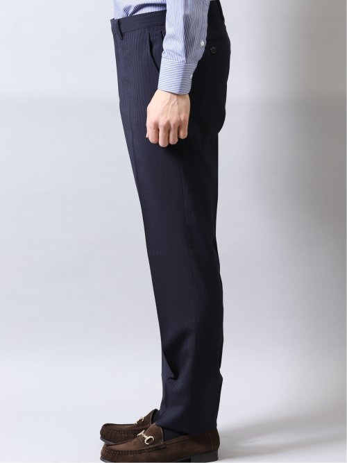 ストレッチウォッシャブル レギュラーフィット2ボタン2ピーススーツ ストライプ紺