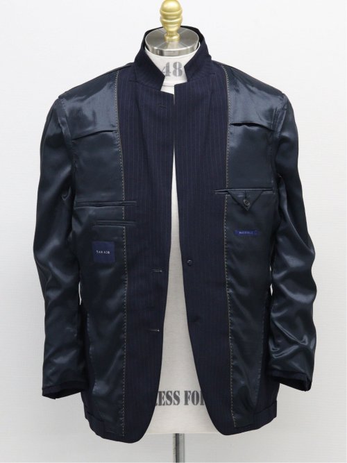 ストレッチウォッシャブル レギュラーフィット2ボタン2ピーススーツ ストライプ紺