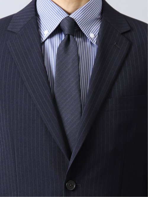 ストレッチウォッシャブル レギュラーフィット2ボタン2ピーススーツ ストライプ紺