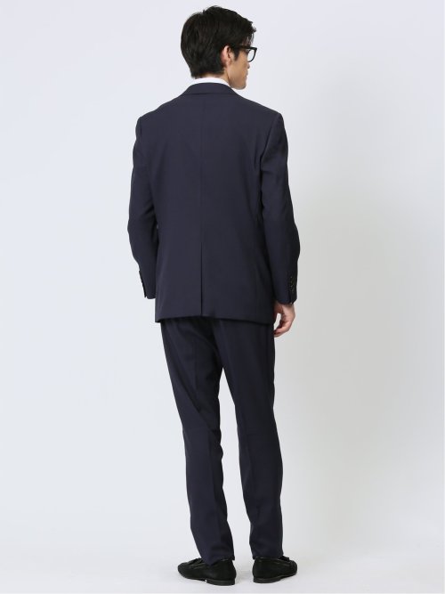 ストレッチウォッシャブル レギュラーフィット 2ボタン2ピーススーツ シャドーストライプ紺