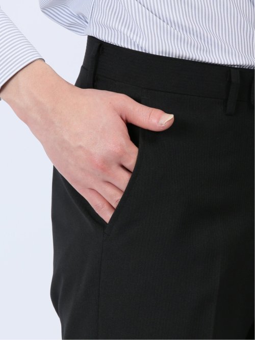 ストレッチウォッシャブル レギュラーフィット 2ボタン2ピーススーツ シャドーストライプ黒