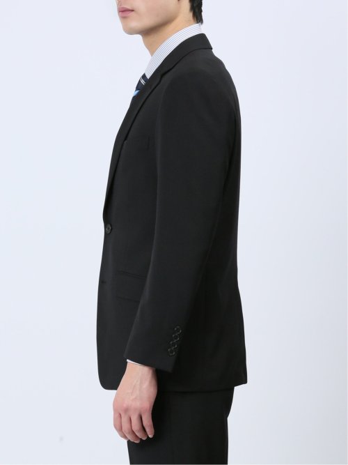 ストレッチウォッシャブル レギュラーフィット 2ボタン2ピーススーツ シャドーストライプ黒