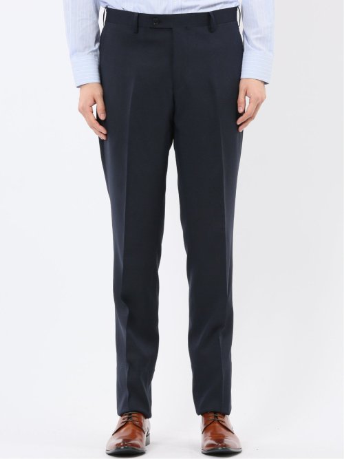 ストレッチウォッシャブル スリムフィット 2ボタン2ピーススーツ 組織紺