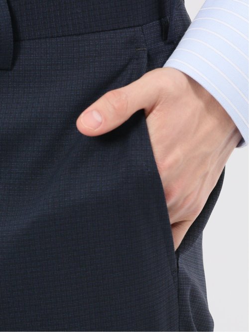 ストレッチウォッシャブル スリムフィット 2ボタン2ピーススーツ 組織紺