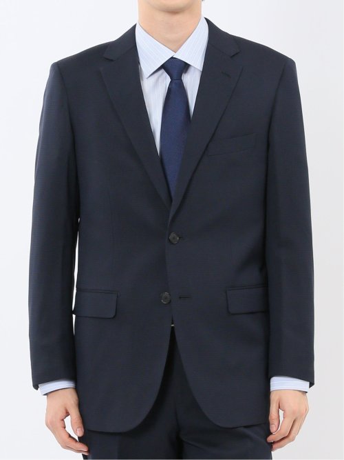 ストレッチウォッシャブル スリムフィット 2ボタン2ピーススーツ 組織紺