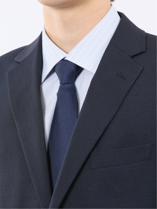 ストレッチウォッシャブル スリムフィット 2ボタン2ピーススーツ 組織紺