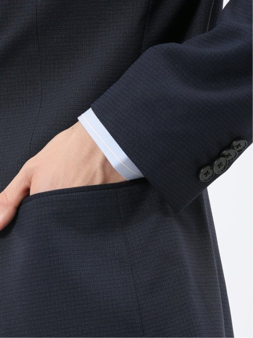 ストレッチウォッシャブル スリムフィット 2ボタン2ピーススーツ 組織紺