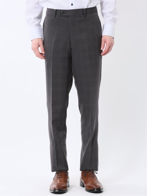 Woolen Tec On スリムフィット 2ボタン2ピーススーツ チェックグレー