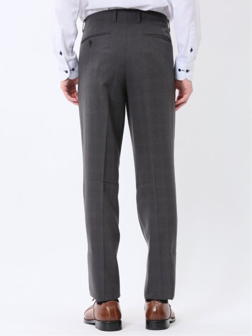 Woolen Tec On スリムフィット 2ボタン2ピーススーツ チェックグレー