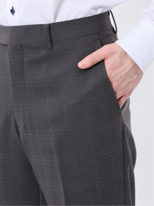 Woolen Tec On スリムフィット 2ボタン2ピーススーツ チェックグレー