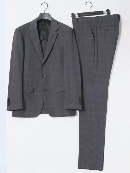 Woolen Tec On スリムフィット 2ボタン2ピーススーツ チェックグレー