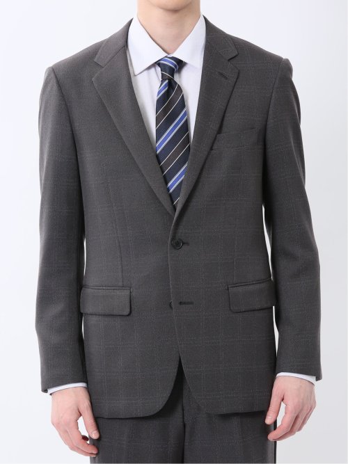Woolen Tec On スリムフィット 2ボタン2ピーススーツ チェックグレー