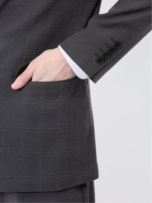 Woolen Tec On スリムフィット 2ボタン2ピーススーツ チェックグレー