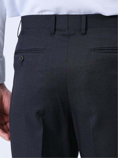 ストレッチウォッシャブル レギュラーフィット 2ボタン2ピーススーツ チェック紺