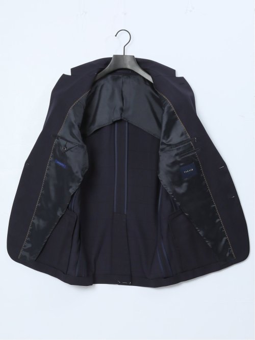 ストレッチウォッシャブル レギュラーフィット 2ボタン2ピーススーツ チェック紺