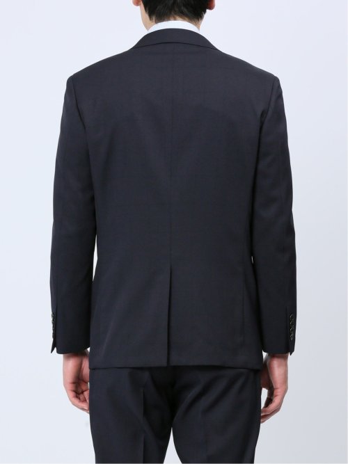 ストレッチウォッシャブル レギュラーフィット 2ボタン2ピーススーツ チェック紺