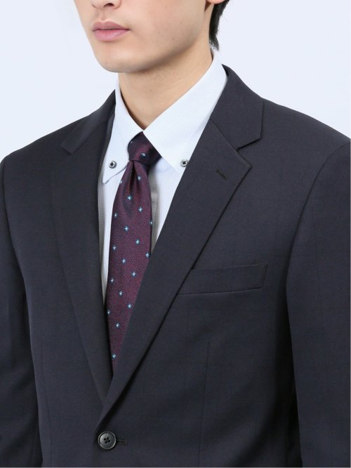 ストレッチウォッシャブル レギュラーフィット 2ボタン2ピーススーツ チェック紺