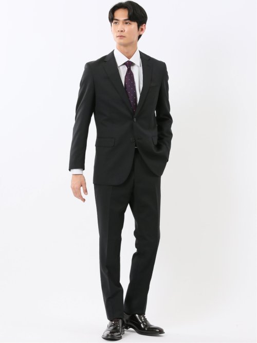 パンツウォッシャブル ウール混 スリムフィット 2ボタン2ピーススーツ