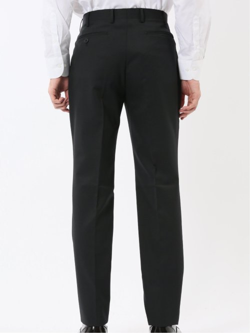 パンツウォッシャブル ウール混 スリムフィット 2ボタン2ピーススーツ シャドーストライプ黒