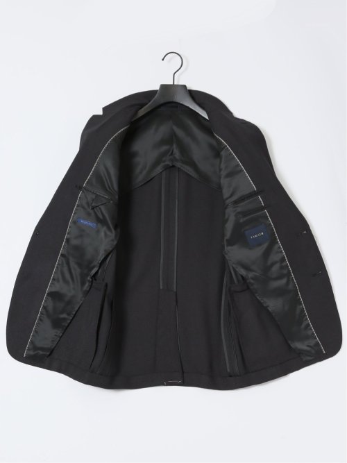 ストレッチウォッシャブル スリムフィット 2ボタン2ピーススーツ ジオメトリック黒