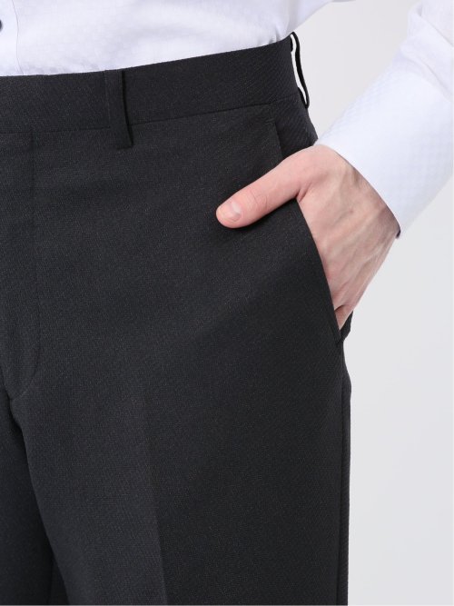 ストレッチウォッシャブル スリムフィット 2ボタン2ピーススーツ ジオメトリック黒