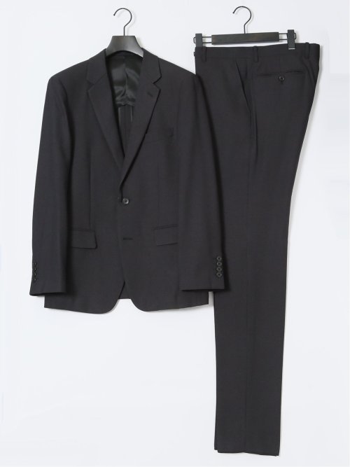 ストレッチウォッシャブル スリムフィット 2ボタン2ピーススーツ ジオメトリック黒