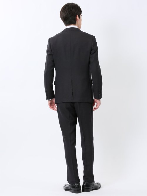 ストレッチウォッシャブル スリムフィット 2ボタン2ピーススーツ ジオメトリック黒